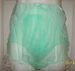 SISSY 2 LAYER Green SHEER NYLON Bubble PANTY Men's Sleeve Pocket BRIEF 30-42 ** - Picture 1 of 4