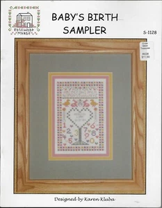 Rosewood Manor -Baby's Birth Sampler S-1128~ cross stitch pattern by Karen Kluba - Picture 1 of 2