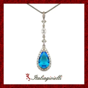 Regale Collana Goccia Topazio Donna in Argento 925 rodiato Oro Bianco - Foto 1 di 6