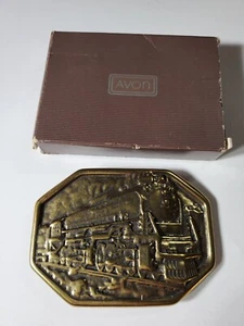 Avon Belt Buckle Mens Train 1985 Vintage Americana With Original Box Vtg - Picture 1 of 8