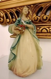 RARE Vintage Art Deco 1940's Romantica Chalkware Crinoline Lady Damina In Gesso - Foto 1 di 7