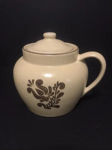 Vintage PFALTZGRAFF Stoneware VILLAGE Bean Pot With Lid One Handle, Cream/Brown - Picture 1 of 12