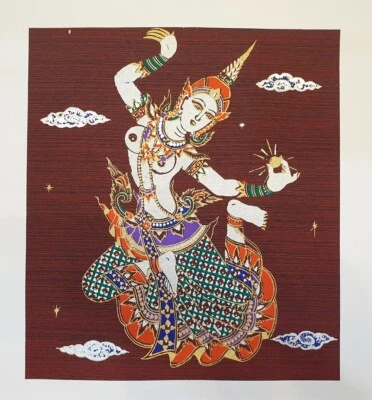 Red Thai Art Silk Mani Mekhala with Marble Printing Poster Home Handmade Decor - Image 1 of 4