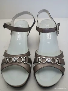 Mephisto Sandals Bronze Leather Wedge Heels Women's Size 9.5 - Picture 1 of 11