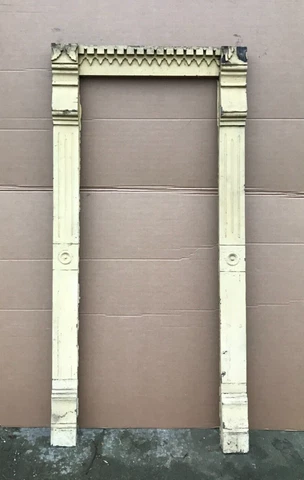 Antique VTG Shabby Victorian 39x81 Pediment Top Door Window Surround Old 280-23B Cover