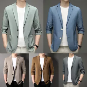 Traje chaqueta ligera de verano para hombre seda helada antiarrugas transpirable EE. UU. - Imagen 1 de 17