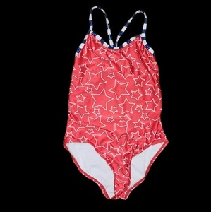 OP 1PC RacerbackSwimsuit Girls Sz 6-6X Patriotic Stars Beach Poolside Vacation - Picture 1 of 8