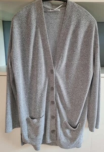 Street One Gr. 42 lange Strickjacke Jacke Cardigan Langarm Grau Hellgrau Bouclè - Bild 1 von 5