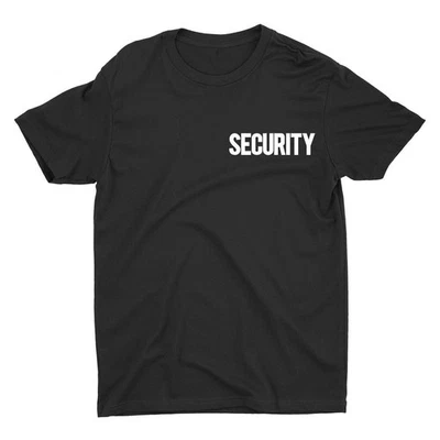 Camiseta de seguridad premium negra para hombre blanca con estampado trasero en el pecho opción hilada en anillo Foto 1 de 2