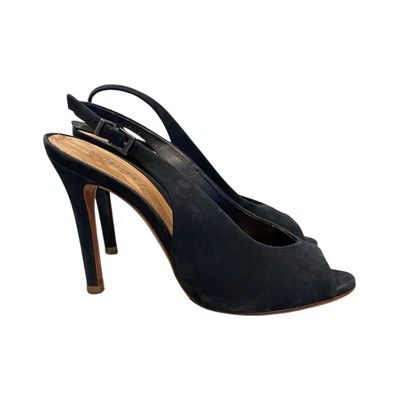 Schutz Azul Marino Gamuza Peep Toe Tacón Eslinga Talla 7 B Foto 1 de 4