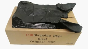 1500ct SMALL Black Plastic Bags Retail Grocery Store Shopping Carry Out Waste - Picture 1 of 2