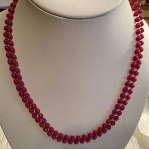 Vintage Small Beaded 34” Continous Necklace Cranberry - Picture 1 of 4