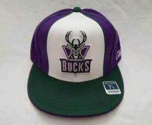 Milwaukee Bucks NBA Purple-Green-White Embroidered Fitted Cap - Picture 1 of 5