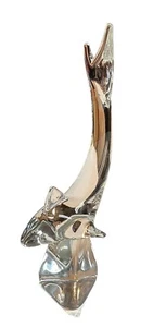 Large 14" Heavy Solid Glass Paperweight Figurine Dolphin Beach House Decor - Picture 1 of 8