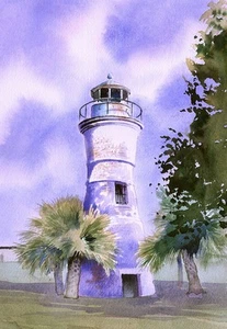 Faro Port Pontchartrain, Milneburg, Nueva Orleans. Tarjetas de notas artísticas de James Mann - Imagen 1 de 2