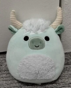 Squishmallow Iver the Highland Cow 8 pollici fuzzy verde menta Kellytoy Pasqua 2023 - Foto 1 di 3