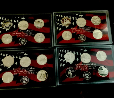 2004, 2005, 2006 , 2007,  Silver Quarter Proof Sets Cover
