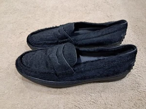 Women's Tod's Pony Hair Penny Loafers Driving Black Shoes Size 39 / 8.5 us / 6 - Picture 1 of 10