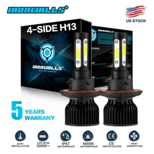 H13 9008 2400W 360000LM 4 Sides LED Headlights Fog Bulb Kit Hi/Lo 6000K HID - Picture 1 of 12