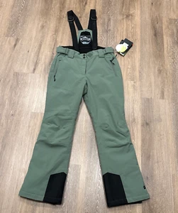 Killtec Ski Pants Women 10 Waterproof Snow Bib Removable Straps Green NEW - Picture 1 of 18