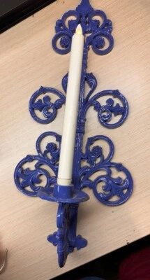 Aplique de pared HOMCO candelabro cónico colgante decoración del hogar plástico azul ~ 21" de alto Foto 1 de 4