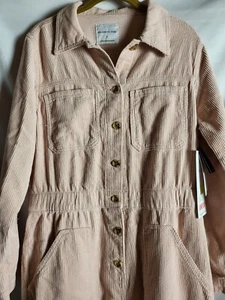 Mono Rosa Celebridad Mameluco Boilersuit 1 pieza Manga Larga Pana Talla L--NUEVO CON ETIQUETAS - Imagen 1 de 7
