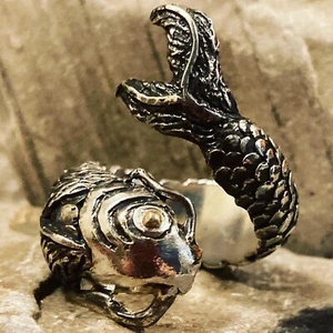 Glücksfisch Japanischer Koi Fisch Ring Japanischer Karpfen 925 Sterling Silber - Bild 1 von 4