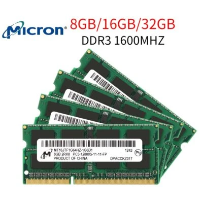 Micron 32GB 16GB 8GB DDR3 DDR3L 1333MHz 1600MHz 204Pin Laptop Memory SDRAM LOT - Image 1 of 4