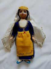 Vintage costume doll, unknown nationality, soft body, solid limbs 17cm FREE POST