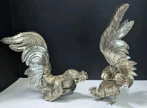 Large Vintage Alpaca Fighting Roosters - Picture 1 of 9