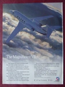 2/1995 PUB CESSNA AIRCRAFT TEXTRON AVION CITATION VII BUSINESS JET ORIGINAL AD - Picture 1 of 1