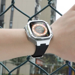 Etui ze stali nierdzewnej Gumowy pasek do Apple Watch Ultra 49mm 9 8 7 6 SE 5 4 - Zdjęcie 1 z 43
