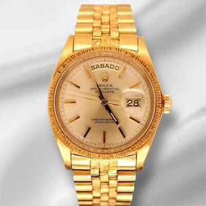 Rolex DAY DATE 36mm 18k Yellow Gold President BARK Jubilee Men's Watch Ref 1807 - Picture 1 of 9