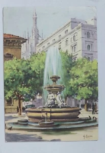 42218 Cartolina illustrata - Milano - piazza fontana - VG 1950 - Foto 1 di 2