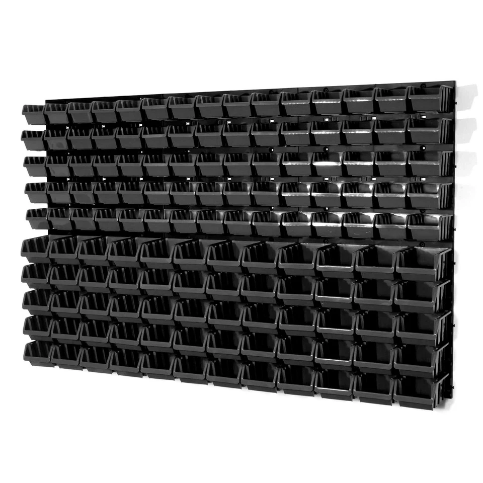 Garage Storage Black 135 (60+75) 2 Sizes Bins and Wall Mounted Louvre Style - Image 1 of 4