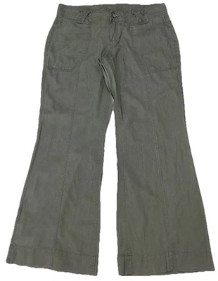 Arden B Size 10 Army Green Linen Cotton Blend Lightweight Wide Leg Pants - Image 1 of 4