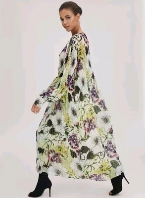 Reiss Florere Pleated Floral Maxi Dress with Tie-Back Detail - Size 12 - Image 1 of 4