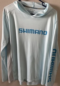 Shimano Mens Medium Long Sleeve Hood Tech T-Shirt - Arctic Blue - Picture 1 of 7