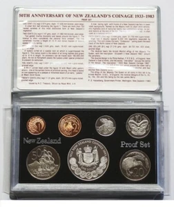 New Zealand - 1983 - Silver Proof Coin Set -- Anniversary of NZ Coinage - Picture 1 of 2