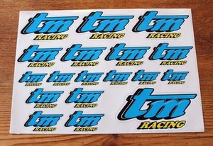 TM RACING STICKER SET - A4 SIZE SHEET OF 18 LAMINATED STICKERS/DECALS - Karting