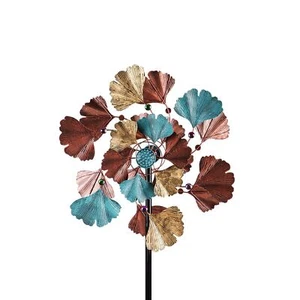 Evergreen,Wind Spinners,75"H Wind Spinner, Bronze Ginko Leaves - Picture 1 of 2