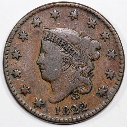 1822 1c N-2 Matron Head Large Cent Cover