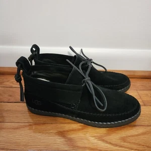 UGG Womens Size 7.5 Woodlyn Moc Moccasin Black Suede Booties Lace Up Chukka - Picture 1 of 17