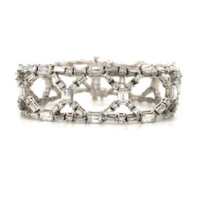 18.44CT Bright White Multi Shape Cubic Zirconia Modern Lattice Design Bracelet - Imagem 1 de 3