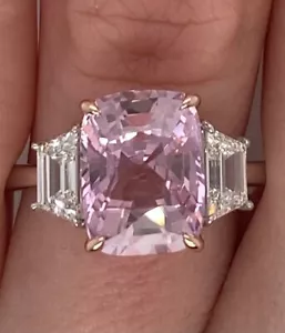 7.00 Ct Certified Cushion Shape VVS1 Pink Natural Diamond Ring White Gold Finish - Picture 1 of 10