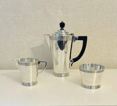 Antiguo juego de té Keith Murray para Mappin & Webb original Art Deco plateado Foto 1 de 4