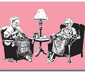 Banksy Grandmas Knitting drinks mat / coaster  (og) - Picture 1 of 1
