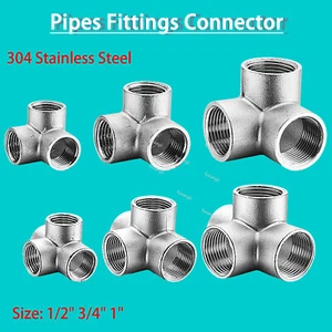 Stainless Steel Bsp Female Pipe Fittings Stereoscopic 3/4-Way Connector Adapters - Picture 1 of 12