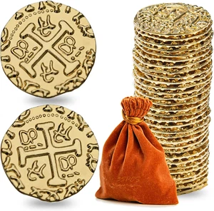 Metal Pirate Coins, Prefdo 35PCS X Large Gold Treasure Coin Set Spanish Doubl... - Picture 1 of 7