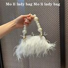 Ostrich Hair Evening Bag Wedding Party Clutch Purse Women Pearl Beaded Handbag